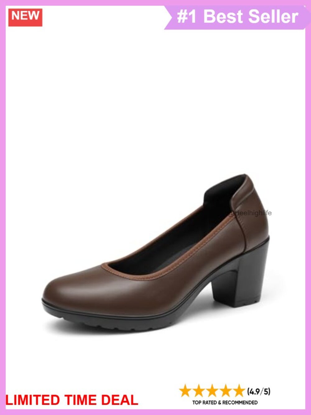 Women's Round Toe Block Heel Pump Dress Shoes Cushioned Work
